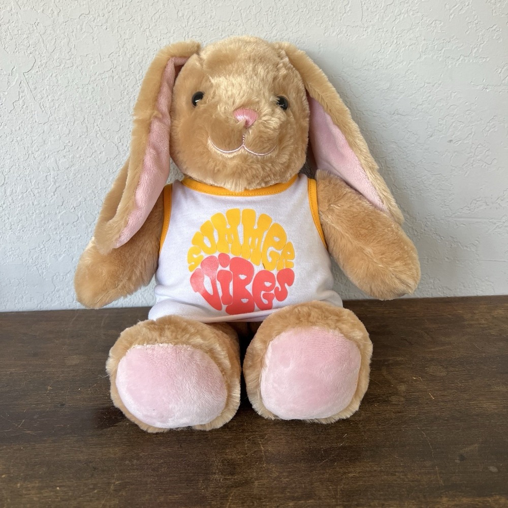 Build A Bear BABW 16"  Tan Pawlette Bunny Rabbit Plush‎ Stuffed Animal Toy  BABW